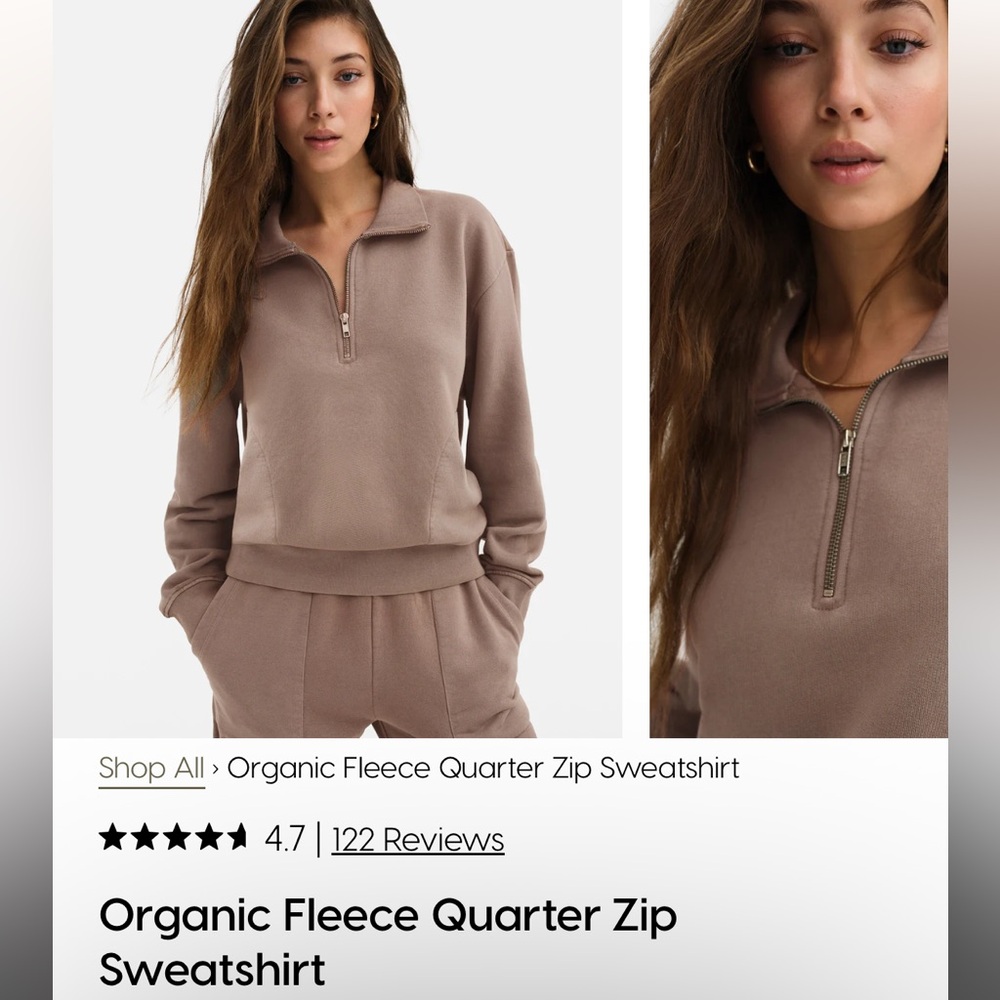 MATE the Label Organic Fleece Quarter Zip Sweater - Brown